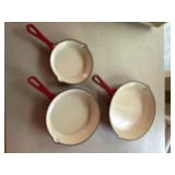 Cook Pro Enameled Cast Iron Skillet Set Red 3 Pc 6 8 10 Inch