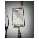 Vintage Kitchen Utensil Lot Wood Handle Knives Carving Tools Basket