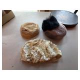 Vintage Women's Hats 3pc w Wormser Box Hattie Carnegie Fur Sequin