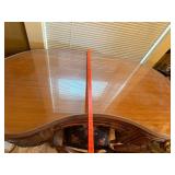 Vintage French Provincial Vanity Desk & Chair w Glass Top, 42in