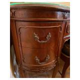 Vintage French Provincial Vanity Desk & Chair w Glass Top, 42in