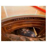Vintage French Provincial Vanity Desk & Chair w Glass Top, 42in