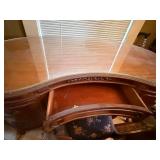 Vintage French Provincial Vanity Desk & Chair w Glass Top, 42in