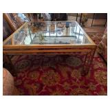 Giltwood Coffee Table with Glass Top and Ornate Carvings