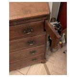 Antique Secretary Desk with Drop-Front, Interior Cubby & 6 Drawers