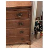 Antique Secretary Desk with Drop-Front, Interior Cubby & 6 Drawers