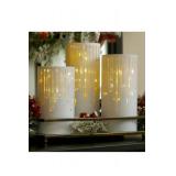 Valerie Set of 3 Starry Night Glass Hurricanes H464956 Open Box