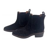 DB - Coach Bowery Chelsea Boots - Black Suede with Tea Rose Cutout Pattern - Size 7