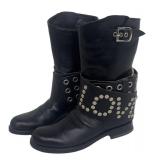 DB - Dolce & Gabbana Studded Buckle Boots - Size EU 36 1/2 / Black Dolce & Gabbana Leather Motorcycle Boots