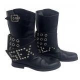 DB - Dolce & Gabbana Studded Buckle Boots - Size EU 36 1/2 / Black Dolce & Gabbana Leather Motorcycle Boots
