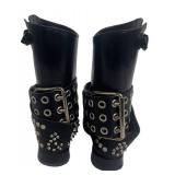 DB - Dolce & Gabbana Studded Buckle Boots - Size EU 36 1/2 / Black Dolce & Gabbana Leather Motorcycle Boots