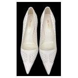 DB - Prada Perforated White Leather Pumps - Size 37 1/2