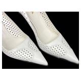 DB - Prada Perforated White Leather Pumps - Size 37 1/2