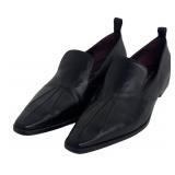 DB - Dries Van Noten Black Leather Slip-On Loafers Size EU 37 1/2