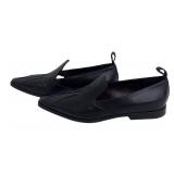 DB - Dries Van Noten Black Leather Slip-On Loafers Size EU 37 1/2