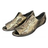 DB - Zero+ Maria Cornejo Metallic Snakeskin Peep-Toe Loafers - Size 37