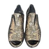 DB - Zero+ Maria Cornejo Metallic Snakeskin Peep-Toe Loafers - Size 37