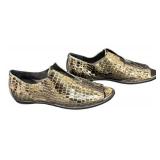 DB - Zero+ Maria Cornejo Metallic Snakeskin Peep-Toe Loafers - Size 37