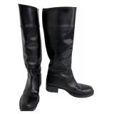 Prada Milano Black Leather Knee-High Boots - EU 39, 17 1/4 in Tall