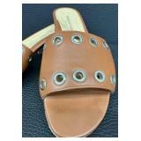 Marion Park Leather Sandals - Made in Italy, EU 39 1/2, Brown with Grommets