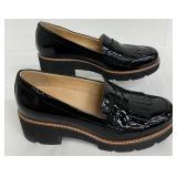 Naturalizer Women's Black Patent Leather Kiltie Tassel Platform Loafers
