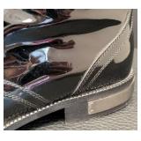 Chanel Black Patent Leather Steel Toe Ankle Boots Size 7.5