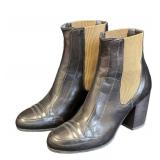 Dries Van Noten Black Leather Ankle Boots Size 7.5