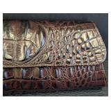 Jalda Brown Croc-Embossed Leather Clutch