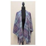 Plaid Wool Wrap Scarf in Purple, Blue & Mint