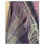 Plaid Wool Wrap Scarf in Purple, Blue & Mint