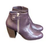 Dries Van Noten Purple Leather Ankle Boots Size 7.5