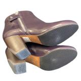 Dries Van Noten Purple Leather Ankle Boots Size 7.5