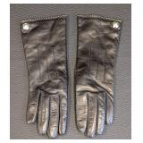 Coach Black Leather Cashmere Lined Women's Gloves Size 6.5