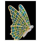 Vintage Kenneth J Lane Gold Tone Enamel Butterfly Brooch