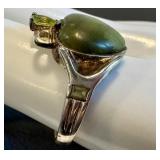 Sterling Silver Peridot and Jade Ring Size 9