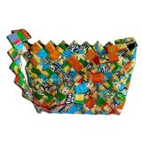 Recycled Candy Wrapper Woven Zipper Handbag