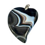 Polished Black and White Banded Agate Pendants (Lot of 3)