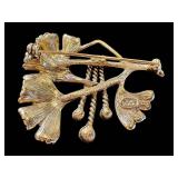 Joan Rivers Ginkgo & Metropolitan Museum of Art Peacock Feather Brooches (Lot of 2)