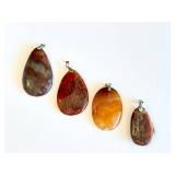 Fire Agate & Jasper Pendants (Lot of 4)