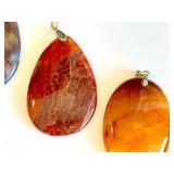 Fire Agate & Jasper Pendants (Lot of 4)