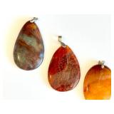 Fire Agate & Jasper Pendants (Lot of 4)