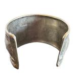 Vintage Large Tribal Design Cuff Bracelet - Silver Over Copper