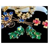 Vintage Costume Jewelry Bracelet, Earrings & Brooches (Lot of 6)
