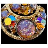 Vintage 1960s D&E Juliana Easter Egg Cabochon Rhinestone Brooch