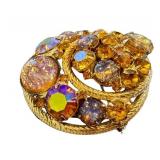 Vintage 1960s D&E Juliana Easter Egg Cabochon Rhinestone Brooch