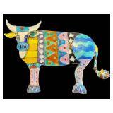 Sterling Enamel Cow Brooch