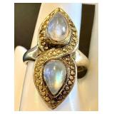 Sterling Silver Moonstone Ring Size 10