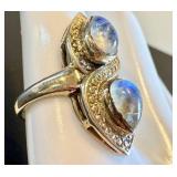 Sterling Silver Moonstone Ring Size 10