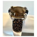 Smoky Quartz Sterling Silver Ring Size 9.75