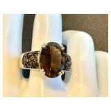 Smoky Quartz Sterling Silver Ring Size 9.75